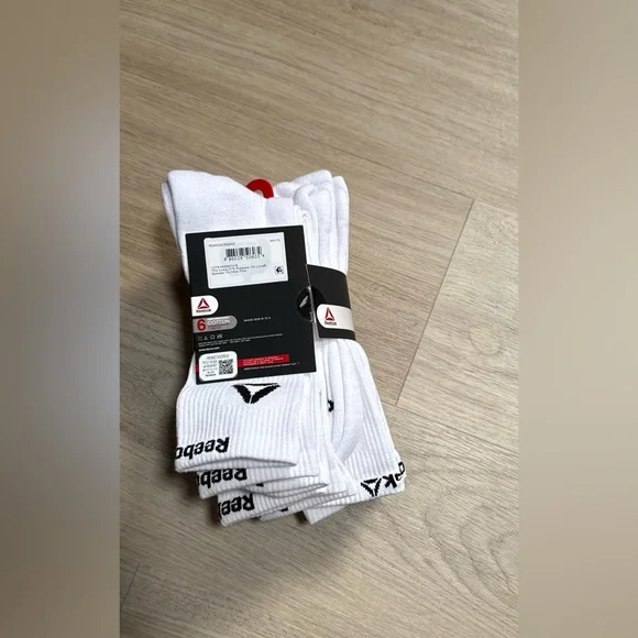 Reebok White Men's Crew Athletic Socks - Pack of 6 - Picture 2 of 2